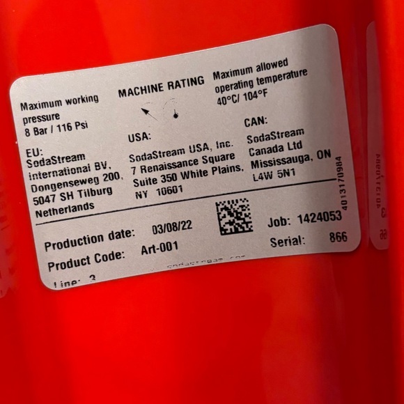 SodaStream | EUC Art Mandarin Soda Machine Sparkling Water Maker - Picture 9 of 9